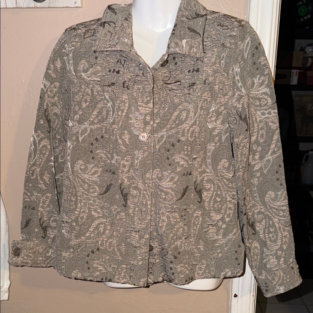 Vintage Paisley Patterned Gray Jacket M